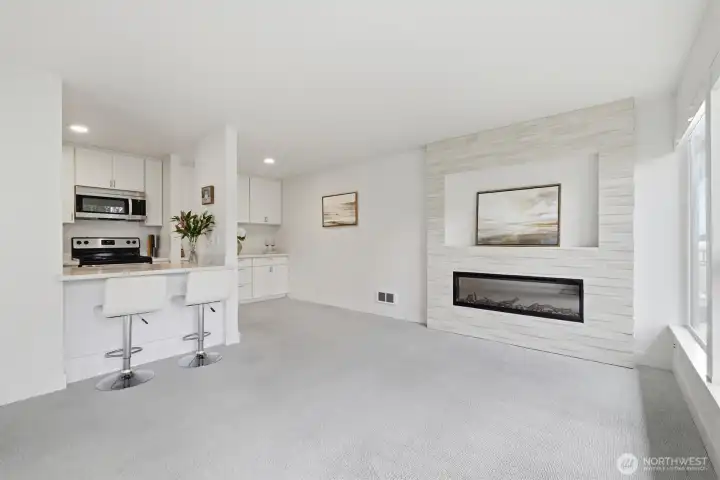 Living room and dining room