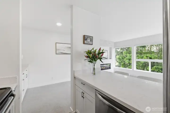 Kitchen island with Quartz counter tops