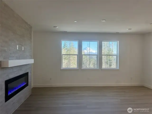 View of Mt. Rainier from great room. Photo of actual home