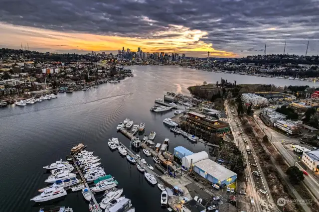 This Ariel view is a Southerly view towards downtown Seattle.