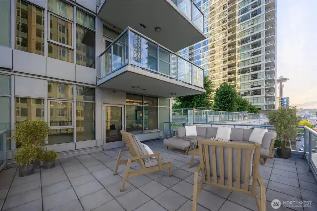 View of Space Needle from Unit Deck *Photo has been virtually staged*