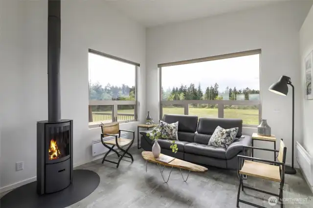 Enjoy a book and cozy up to the fire.