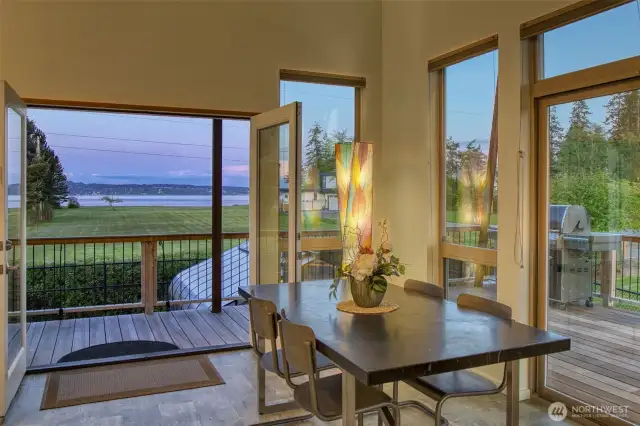Enjoy your evening supper with water and meadow views.