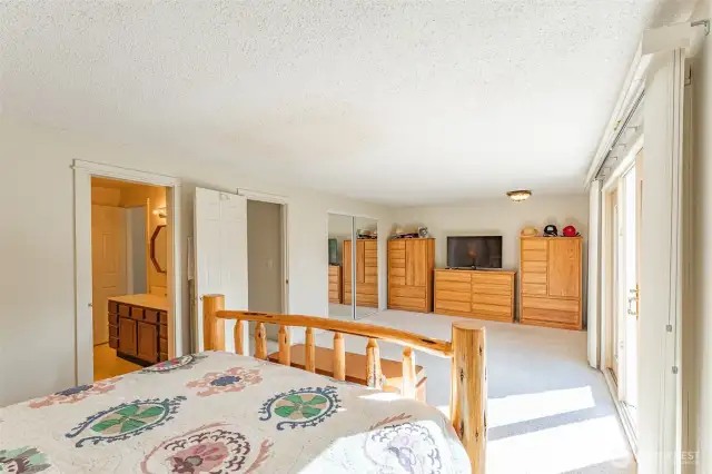 The spacious primary bedroom is upstairs and is attached to the full bathroom.