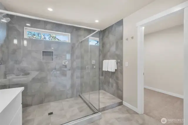 Large walk-in closet off primary bathroom