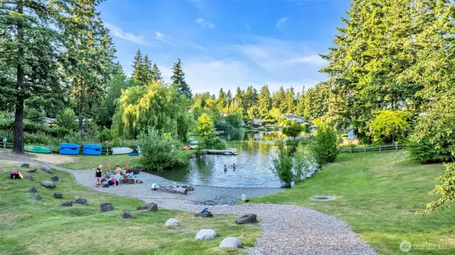 Private waterfront park is perfect for swimming on how summer days!