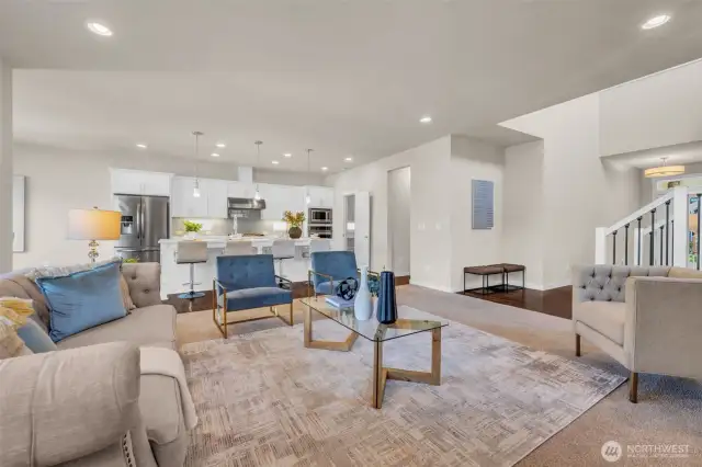 Living room and kitchen seamlessly flow into each other
