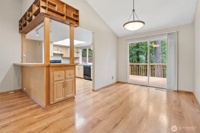 Dining room with sliding door to deck