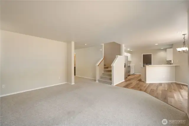 Family room opens to the kitchen.