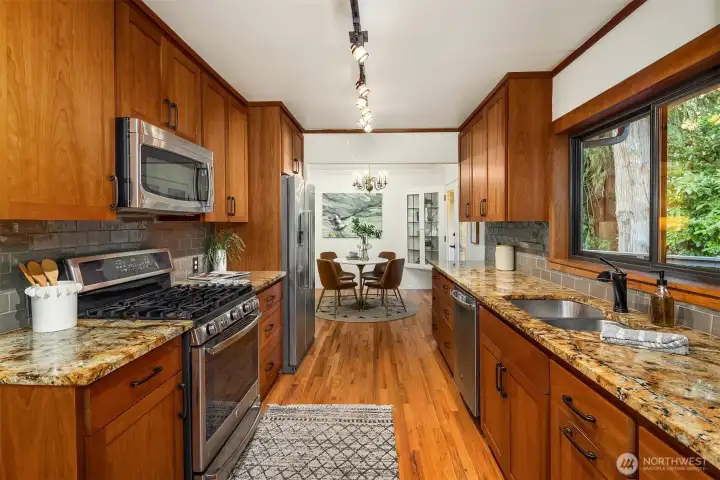 Beautifully updated kitchen with western light.
