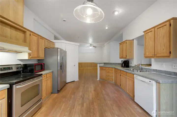 Lots of cabinet and counter space here, There is a nice pantry next to the fridge.