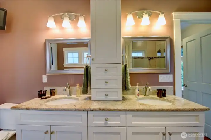 Double vanity with ample storage.