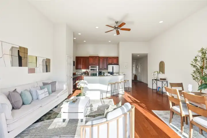 Space is ideal for both everyday living and special gatherings.