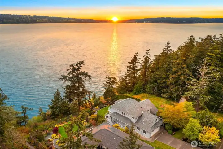 Perched Above Saratoga Passage with Stunning Sunset Views