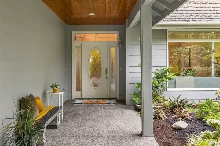 Covered Entry — Welcoming Arrival with Beautiful Wood Ceilings