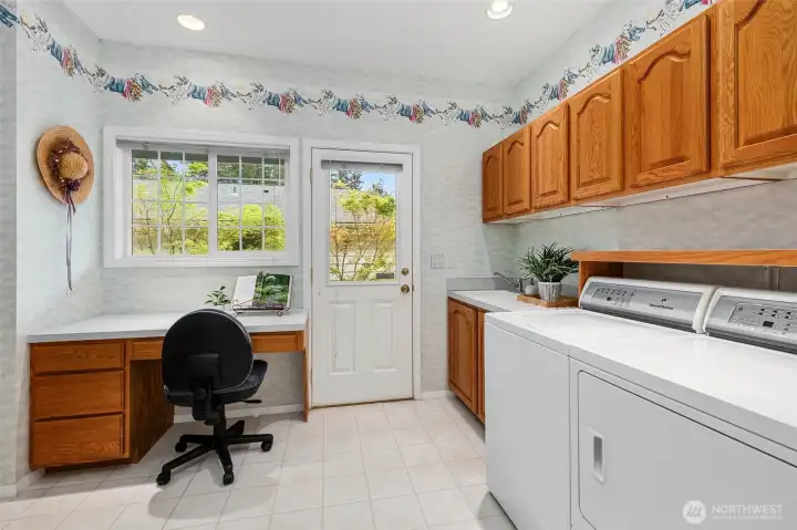 Oversized Laundry & Flex Space — Built-Ins, Workspace, Deck Access, and Generous Storage