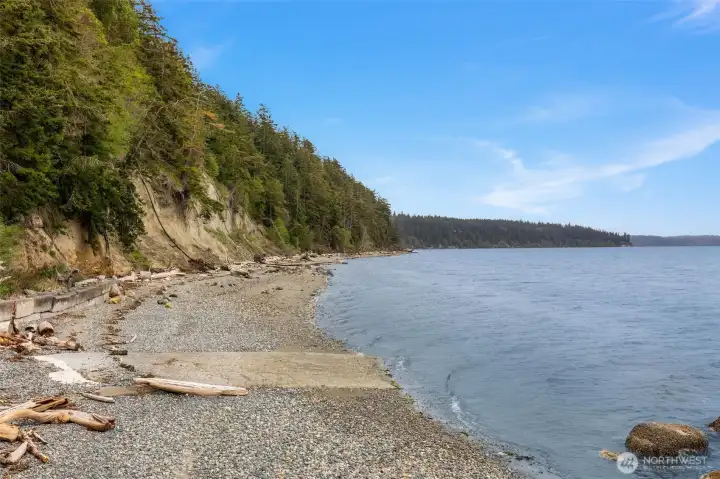 Private Beach with Boat Launch — Ideal for Enjoying the Calm, Protected Waters of Holmes Harbor