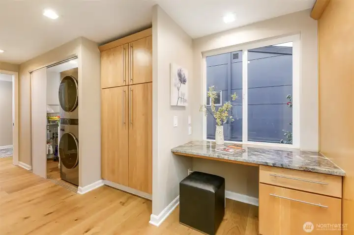 Laundry Area and Desk Off Kitchen