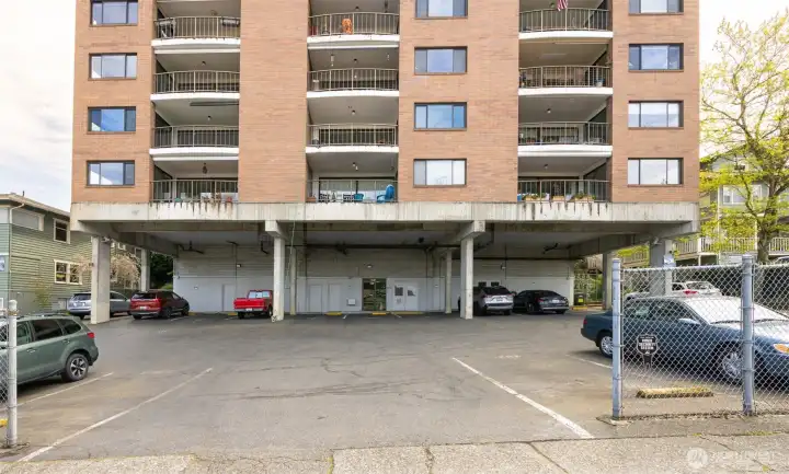 covered parking with elevator to all floors