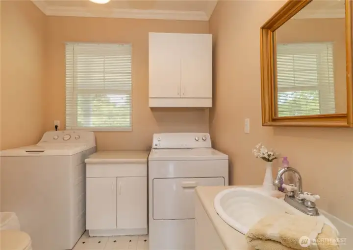 Utility area conveniently located within the main-floor bathroom.