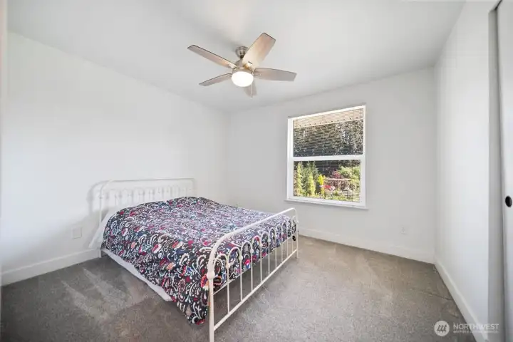 Bedroom 2 upstairs overlooks the garden