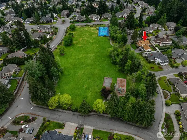 Home has a perfect front view of the 5 acre park Home has a perfect front view of the 5 acre park