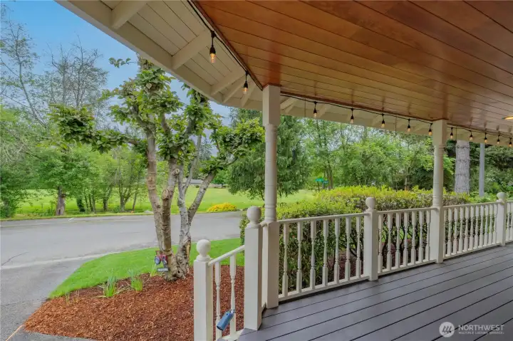 Great spot for your morning coffee on the front porch overlooking the 5 acre private park Great spot for your morning coffee on the front porch overlooking the 5 acre private park