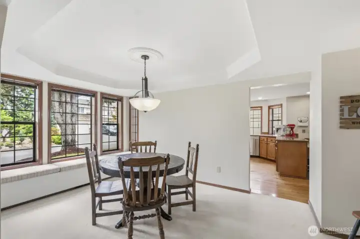 Beautiful eat in dining room with a window bench Beautiful eat in dining room with a window bench