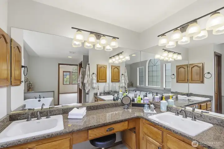 Double sinks in primary bathroom Double sinks in primary bathroom