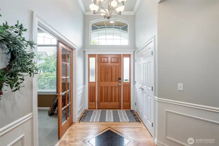 Lovely entry, great detail and main floor den/office.