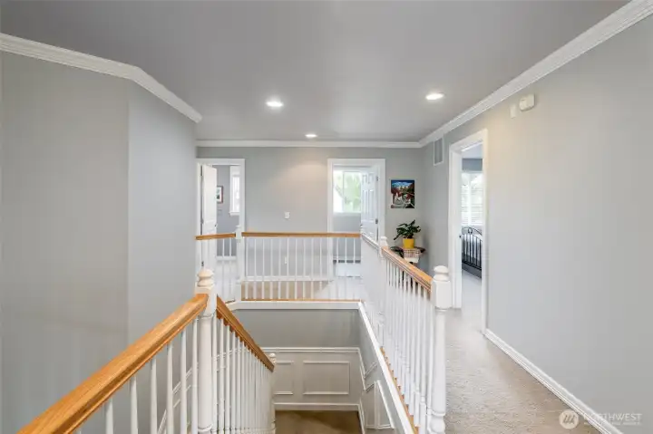 Upstairs utility room, bedrooms, bonus room and primary!