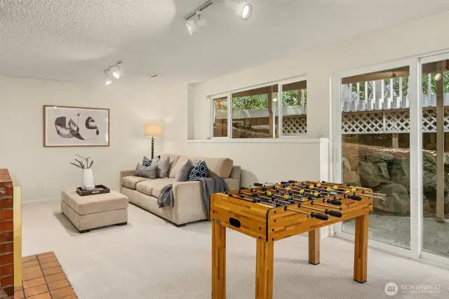 Rec room opens to the back yard.