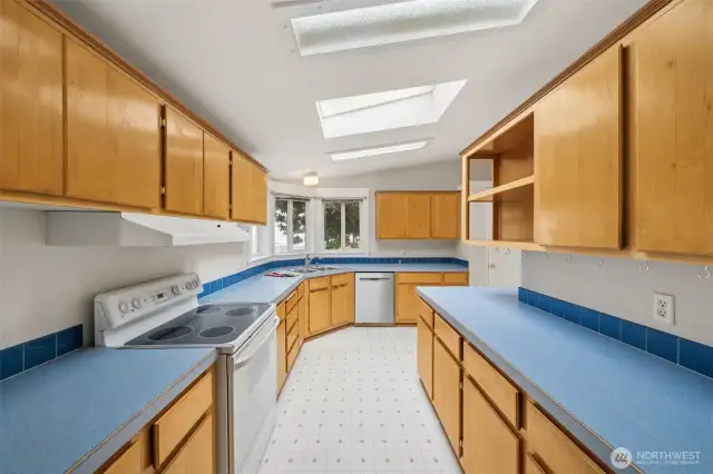 The big kitchen offers plenty of cabinet and counter space