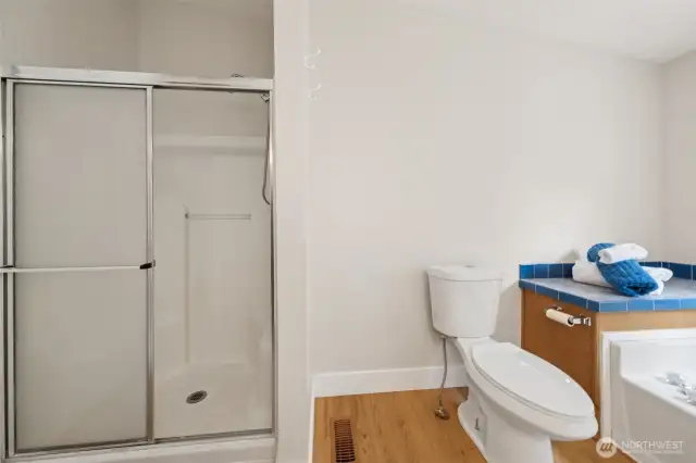 Nice separate shower in the primary bath.