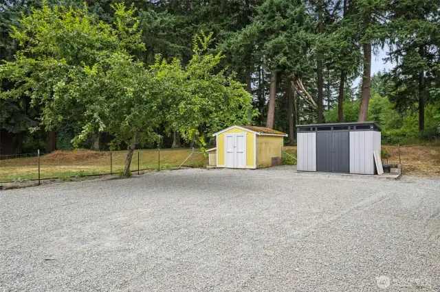 Outbuildings for extra storage.