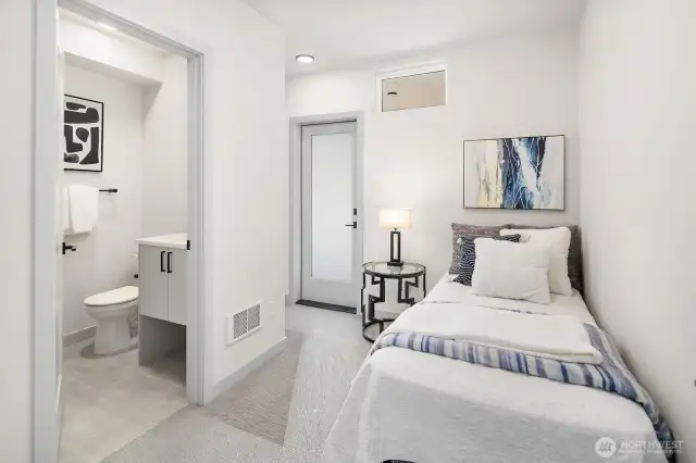Secondary bedroom on the lower floor with it's own entrance