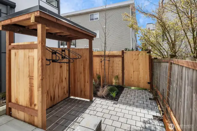Community also includes a bike rack next to the unit for easy bike storage.