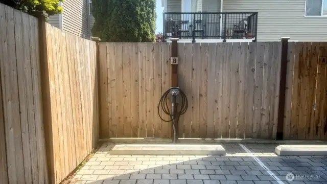 Parking Spot B with a brand new EV Charger