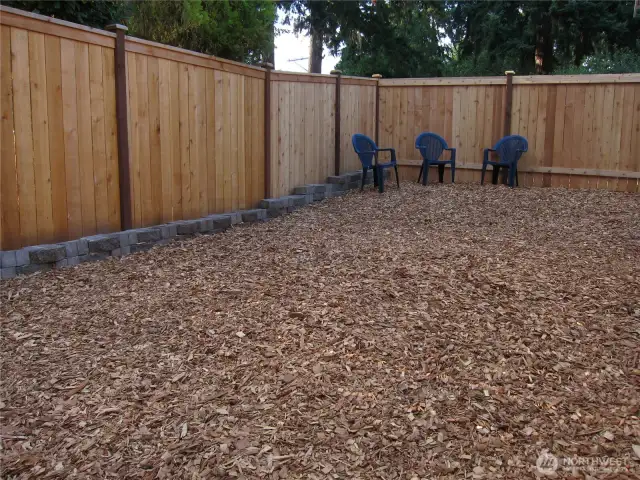 Private yard with new fence all around.