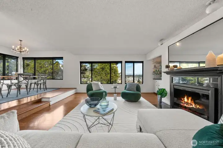 Living room with electric fireplace