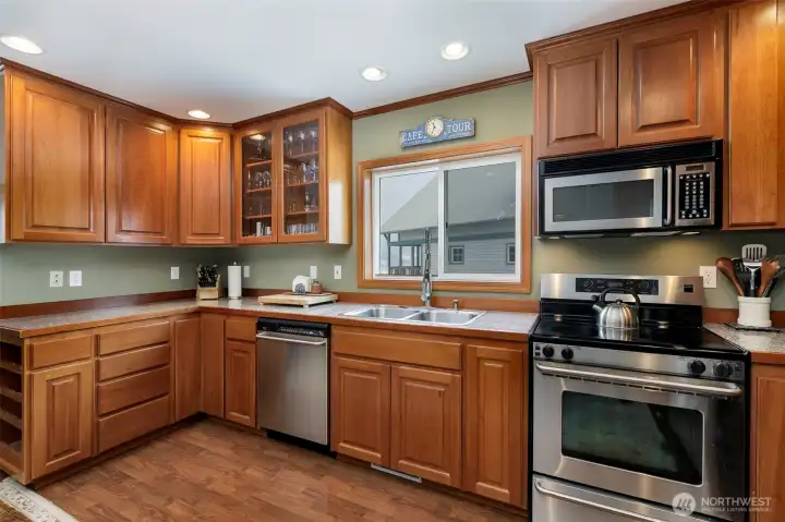 Kitchen with stainless steel appliances