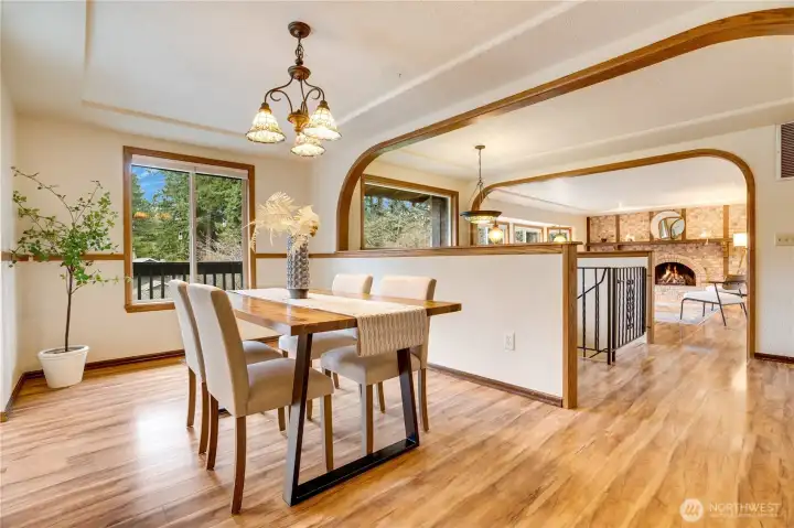 This dining room sits beautifully at the center of the home.