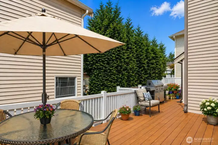 Azek brand deck replacing the original cedar—perfect for relaxing or entertaining year-round.