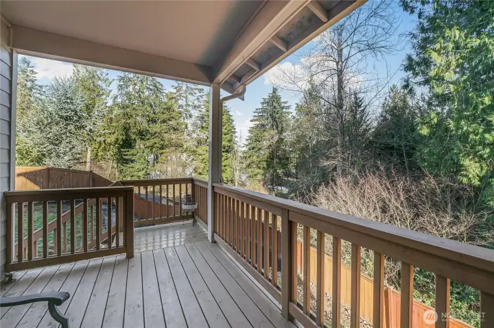 Peaceful and private views from the deck. Peaceful and private views from the deck.
