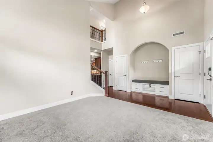Custom built-in bench in entry hall.