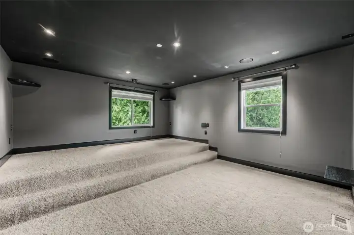 Large Bonus room is ready for your theater equipment or easily convert back to Bonus room.