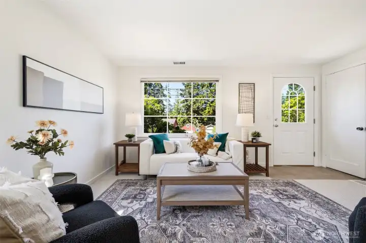 Spacious living area with large windows and easy everyday comfort