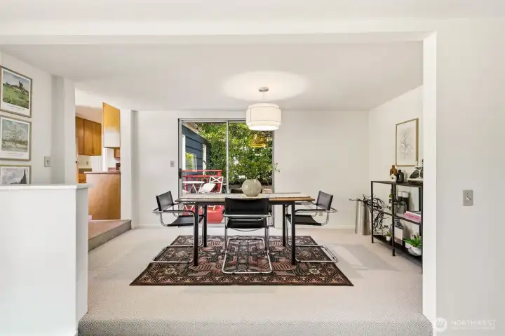 Dining area opens easily to the great room for everyday living and hosting