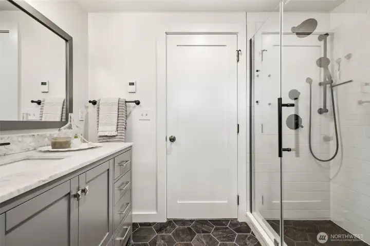 Stylish bathroom with modern finishes and a spacious walk-in shower