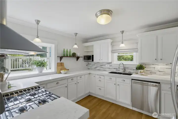 Large kitchen that has been completely remodeled.
